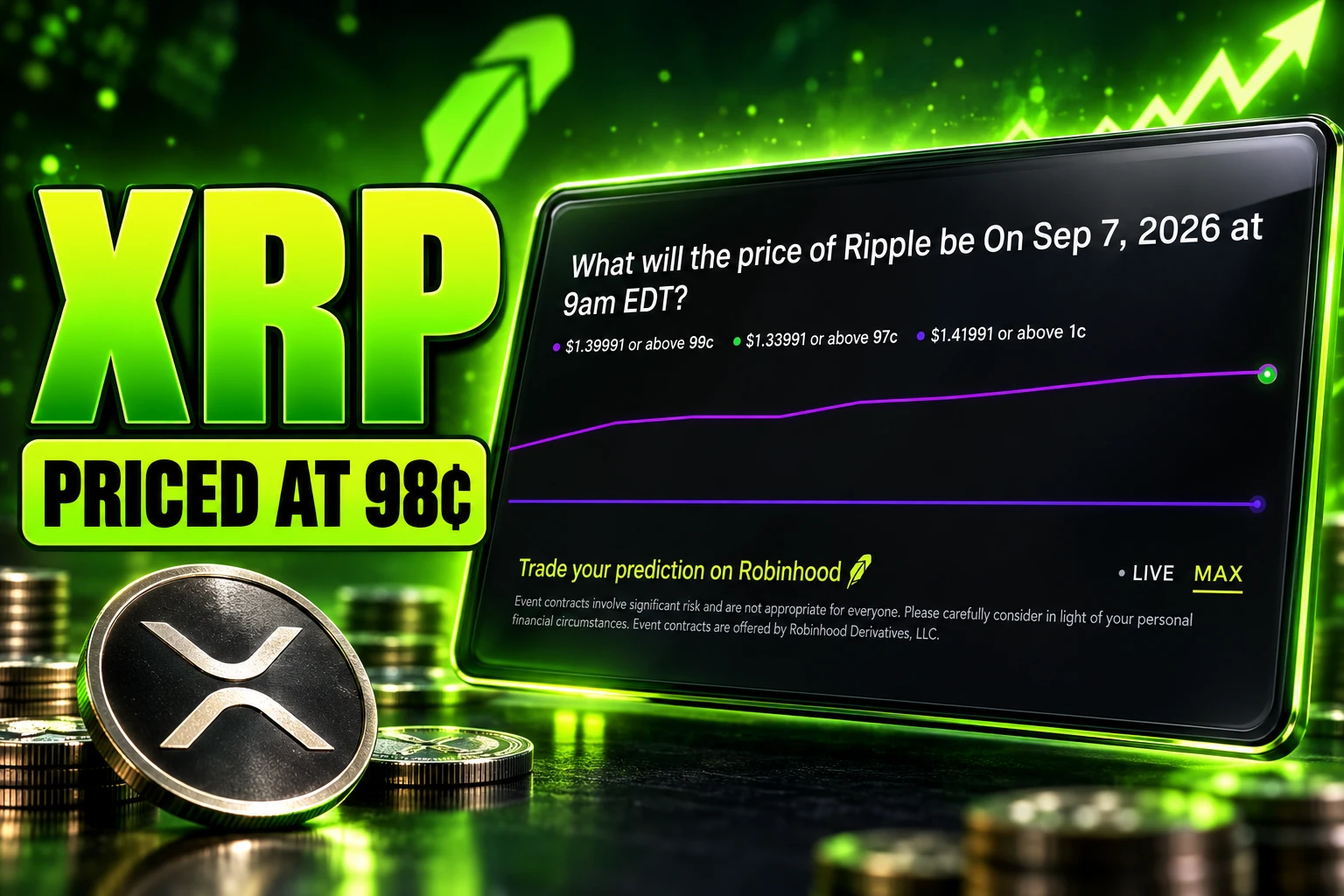 Robinhood XRP 9 a.m. prediction market $1.40