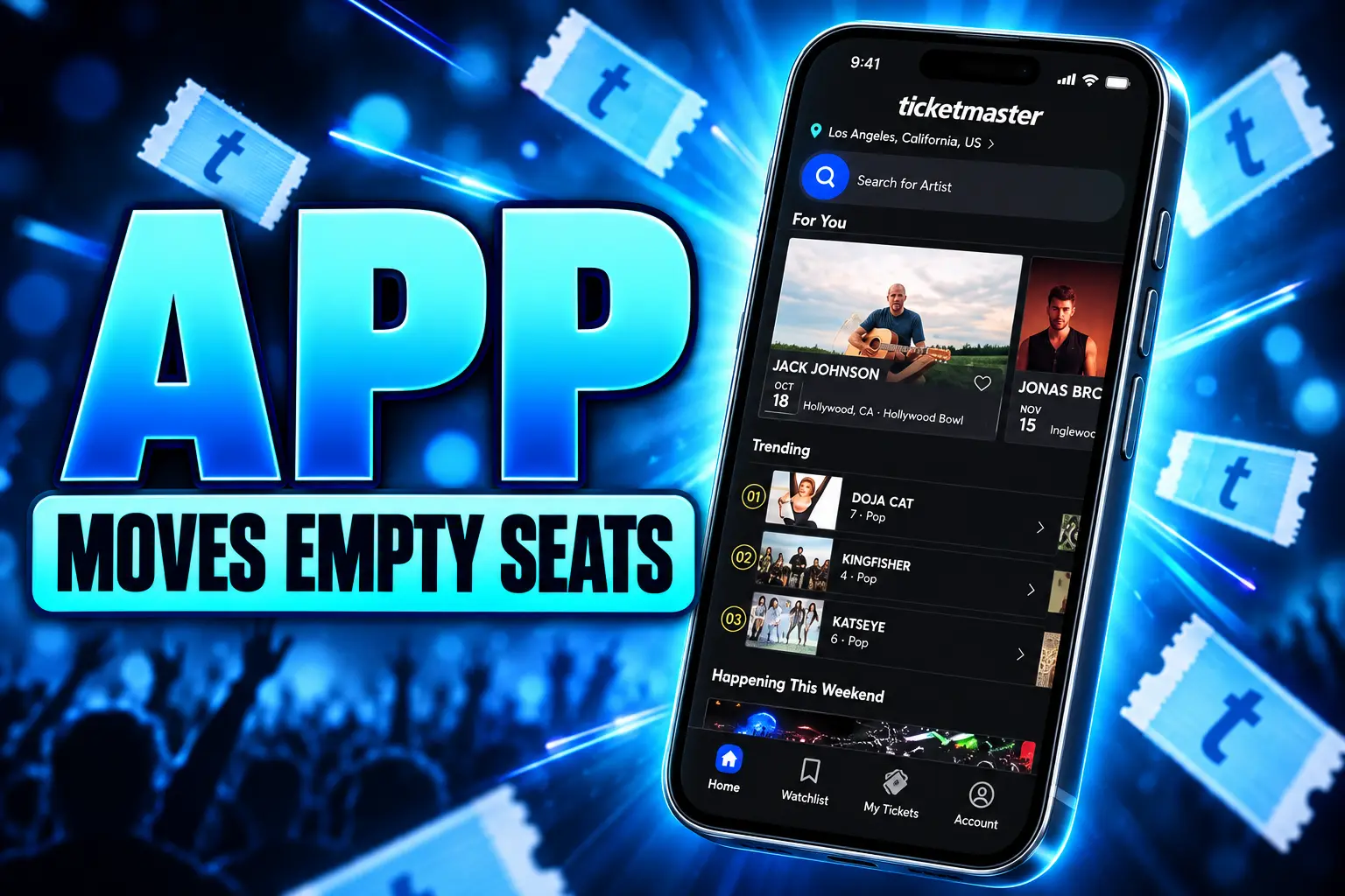 Ticketmaster app Watchlist personalized last-minute seats
