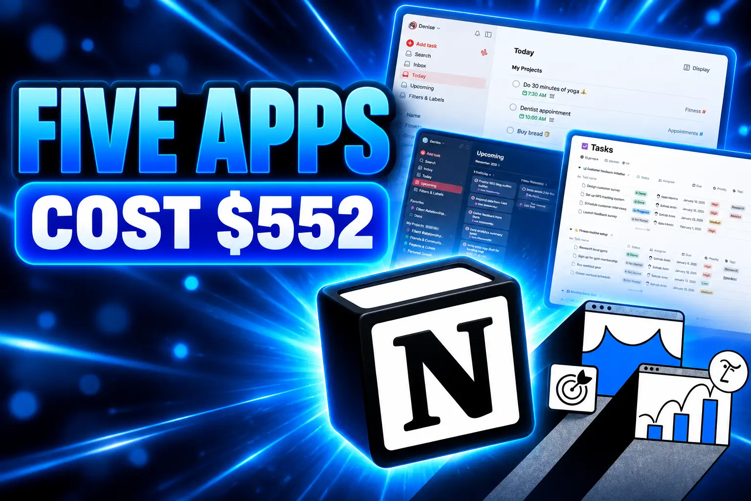 Windows productivity apps Todoist Notion yearly paid stack