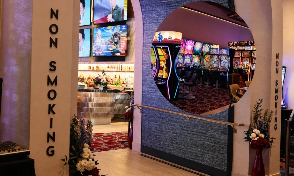Palms Casino sealed non-smoking slot room circular entrance