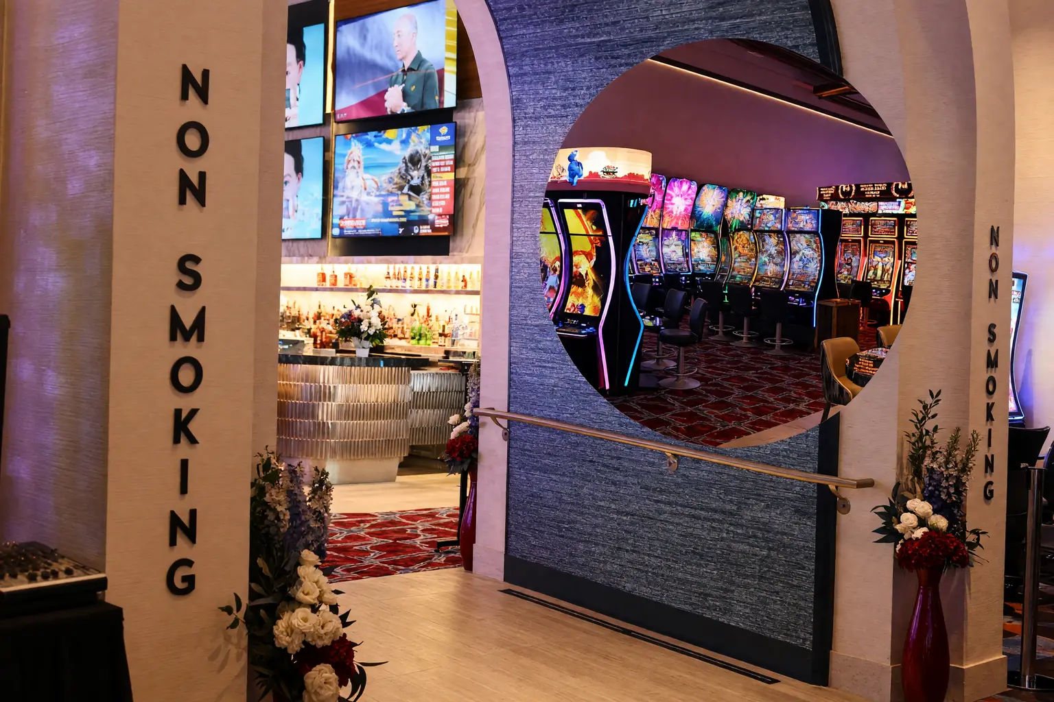 Palms Casino sealed non-smoking slot room circular entrance