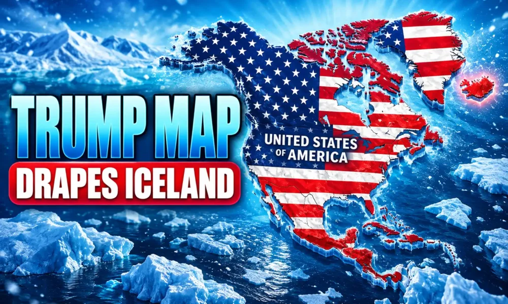 Trump map drapes Iceland under US flag