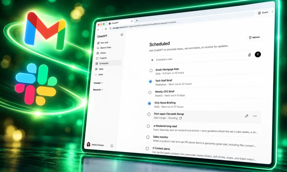 ChatGPT scheduled tasks fire from Gmail Slack