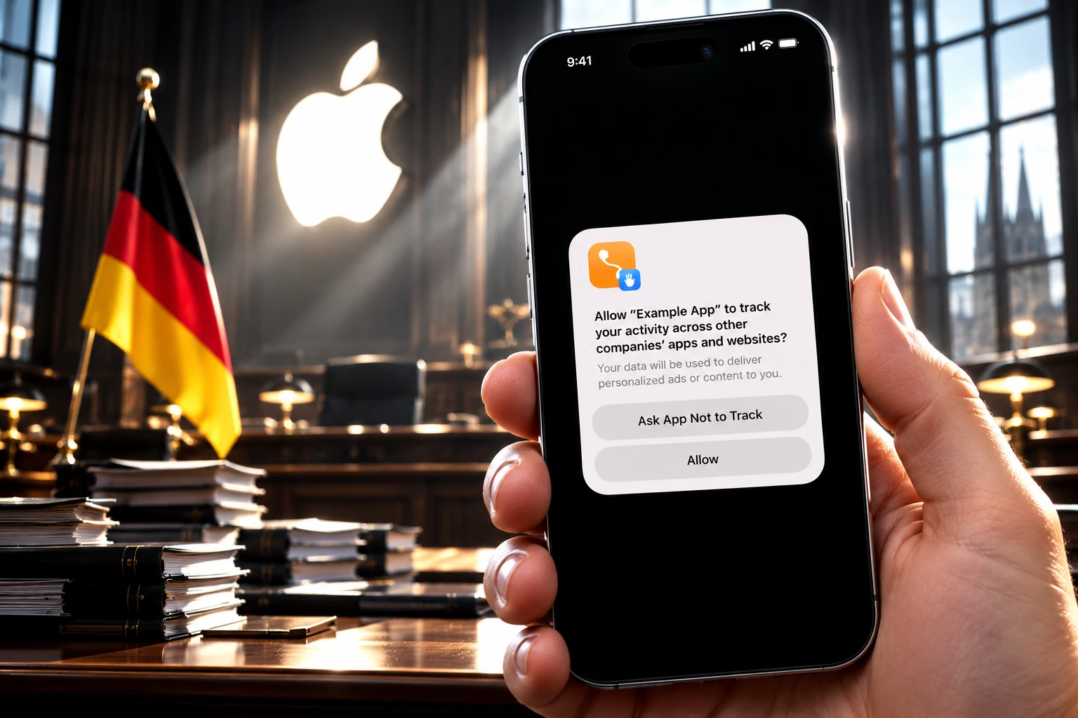 Germany Apple ATT prompt warning hand removal