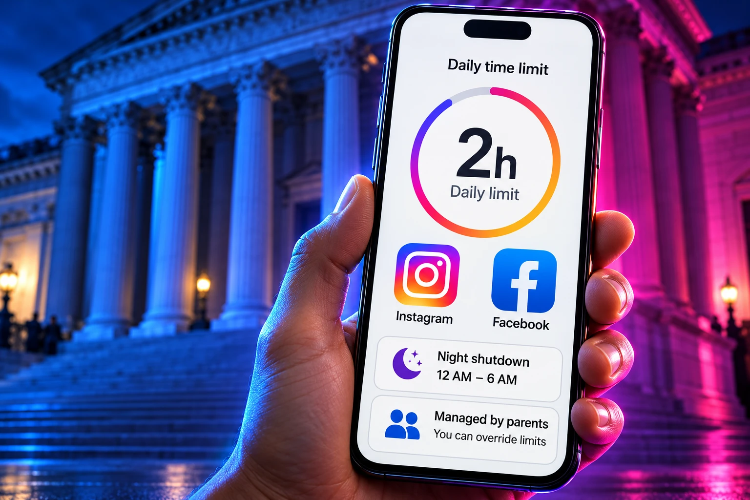 Meta Instagram Facebook teen two hour time limit settlement