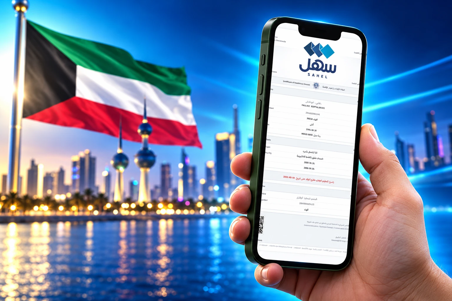 Sahel app Kuwait residence permit proof certificate download
