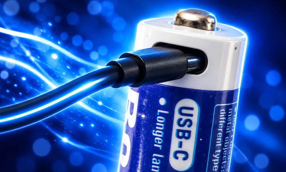 USB-C rechargeable AA cells same phone cable